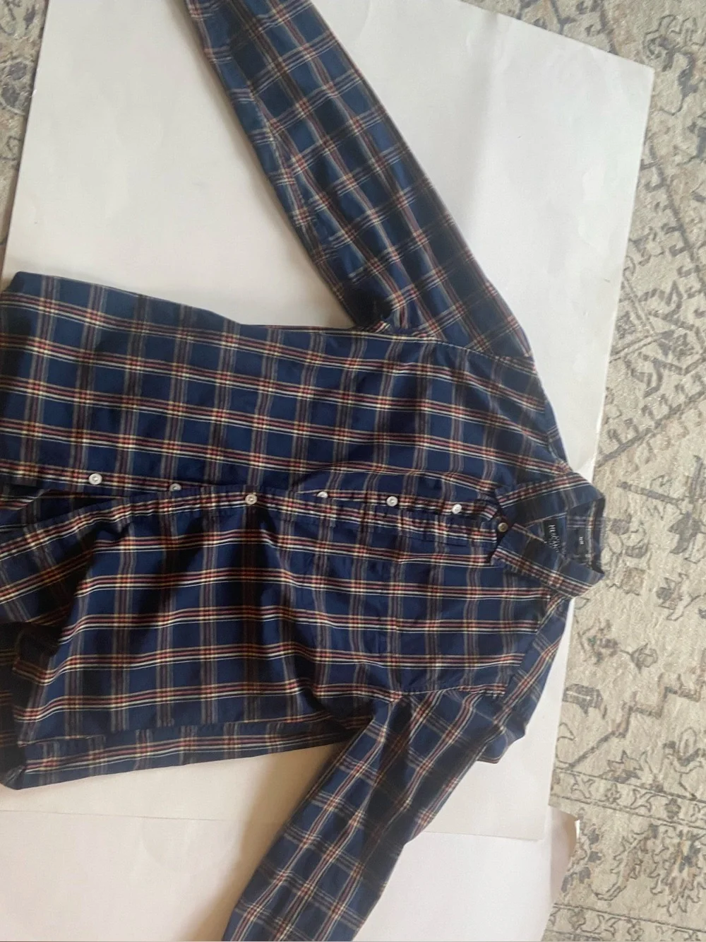 J. Crew Men's Navy Plaid Button-Up Shirt